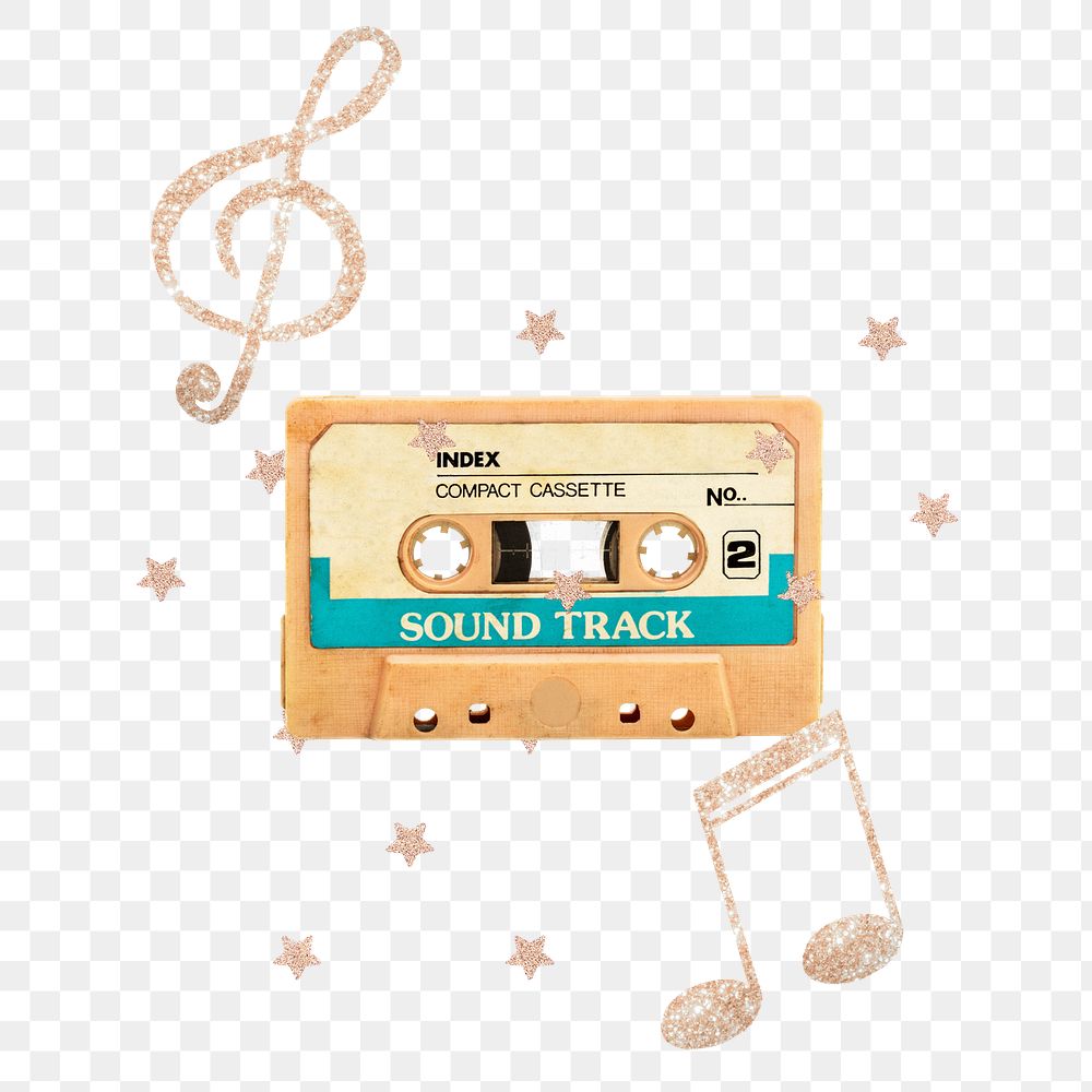 Cassette tape png sticker, music, transparent background