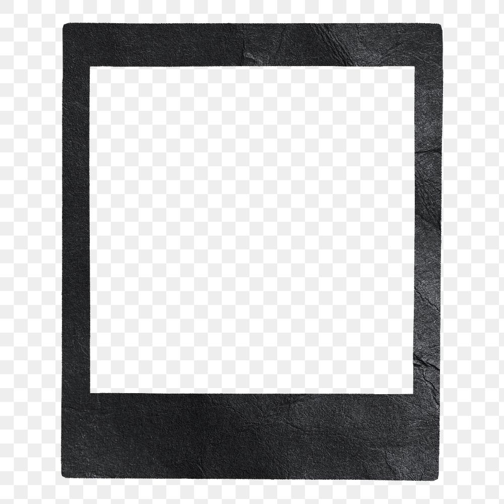 Black instant film png frame, transparent background