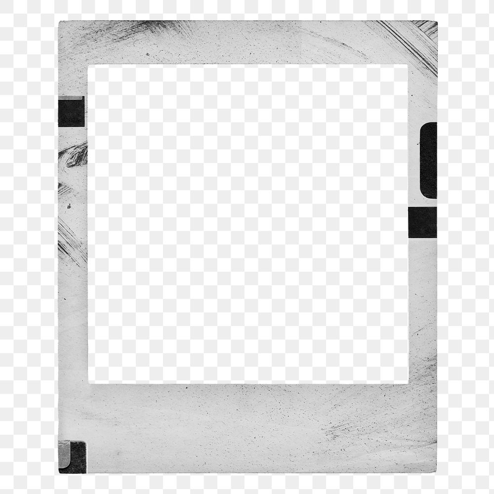 Black instant film png frame, transparent background