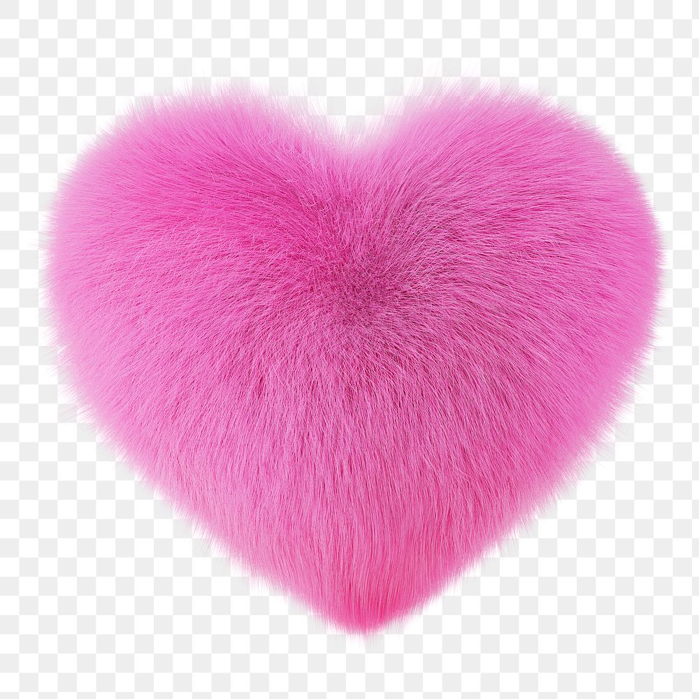 Furry pink heart png sticker, 3D Valentine's graphic, transparent background