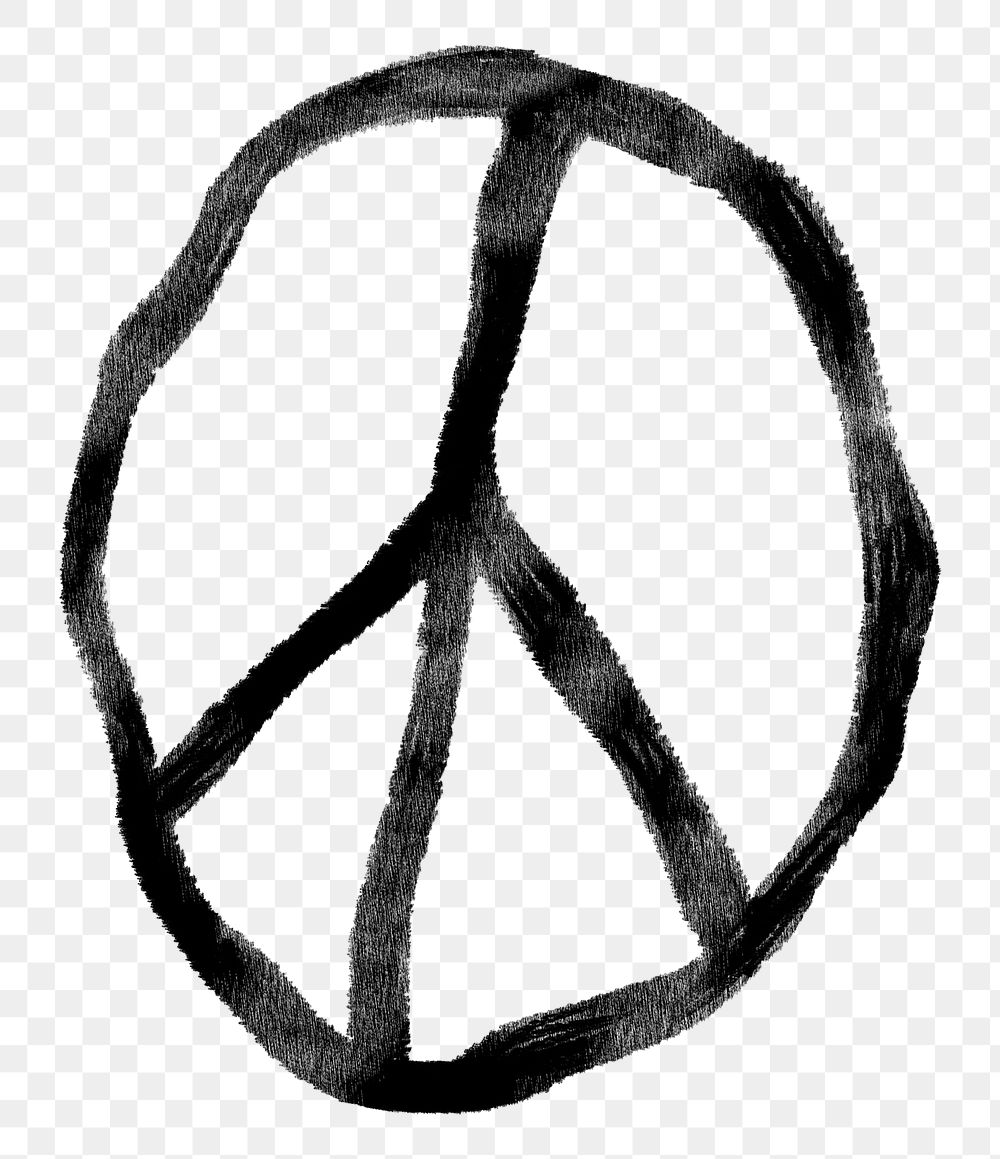 Distorted peace png symbol doodle, transparent background