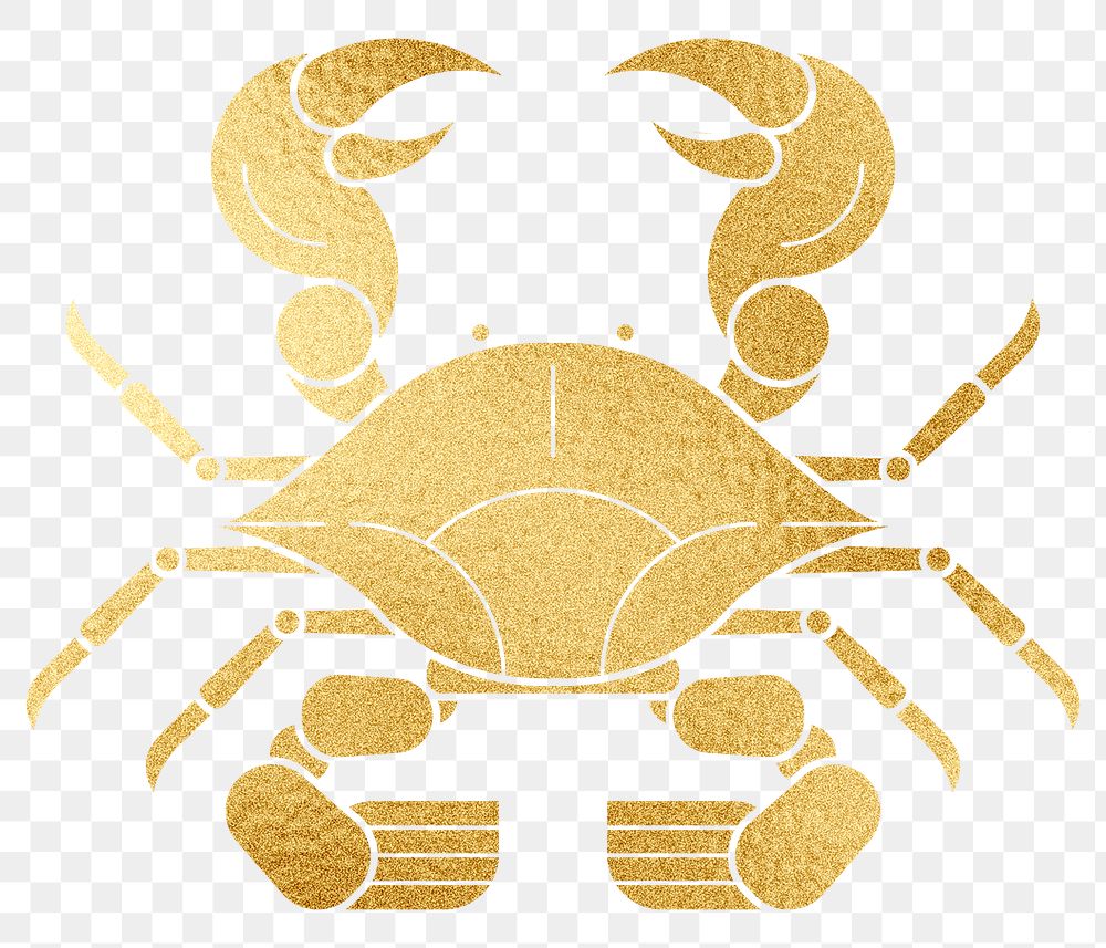 Gold Cancer  png Alphonse Mucha’s zodiac sign, sticker famous Art Nouveau artwork, transparent background, remixed by…