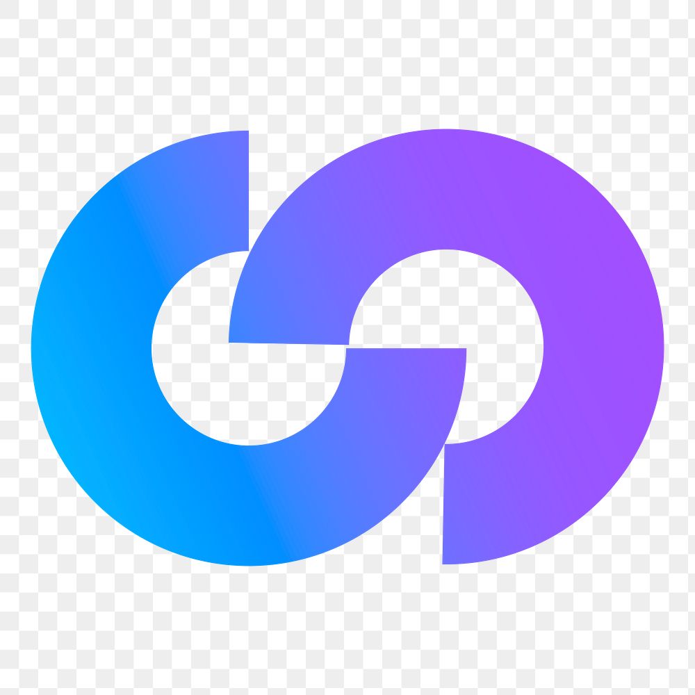 Abstract logo png element, purple gradient design, transparent background
