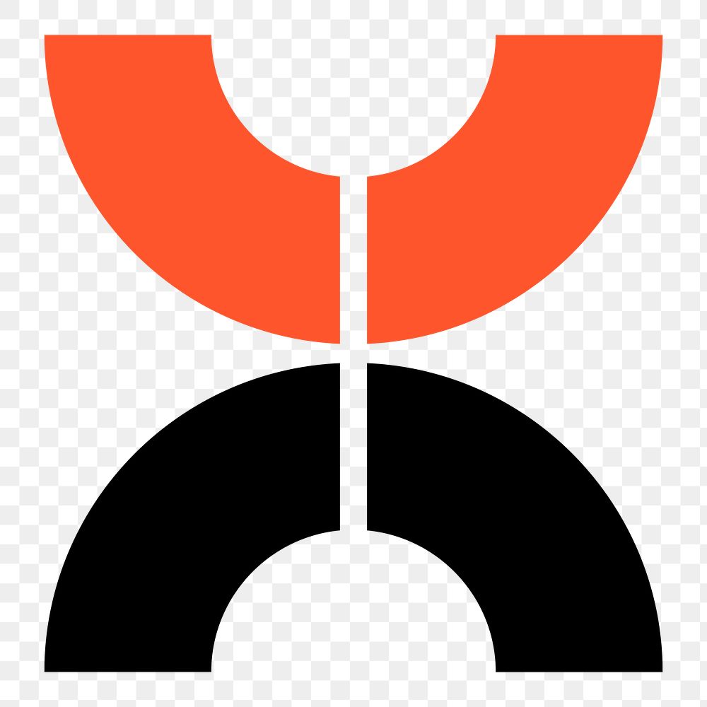 Abstract png logo element, orange and black design, transparent background