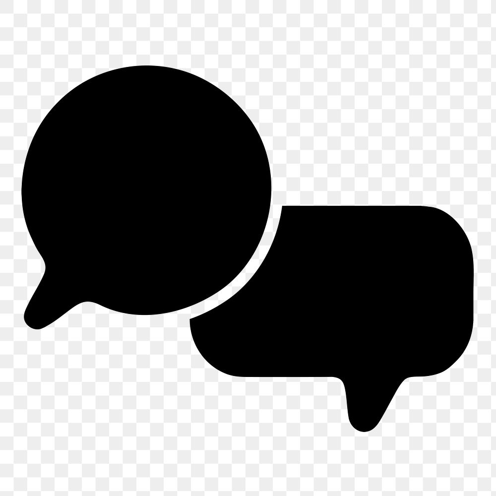 Speech bubbles png logo element, black graphic, transparent background