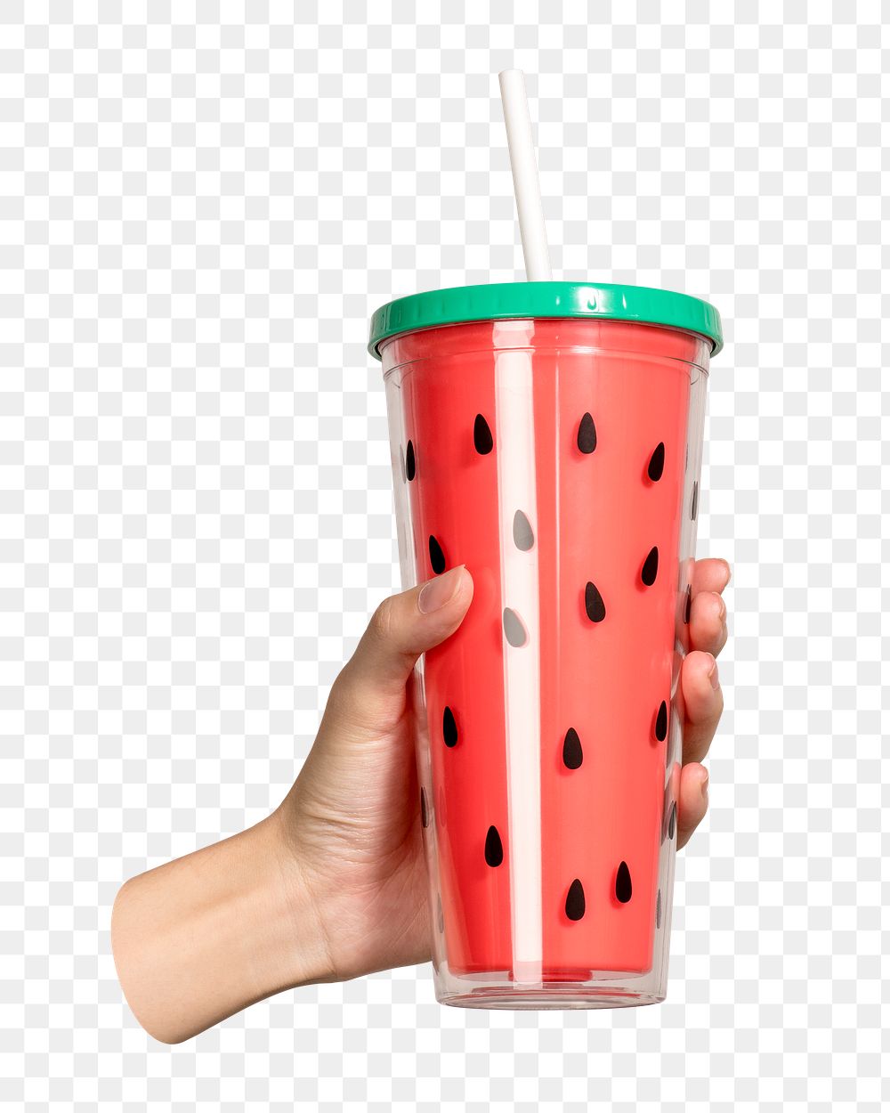 Png cute watermelon tumbler sticker, transparent background