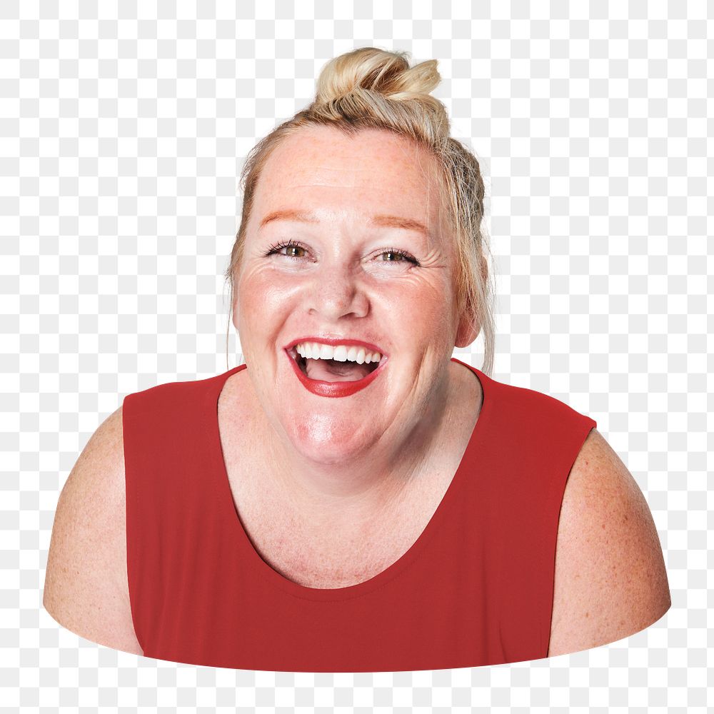 Woman laughing png sticker, transparent background