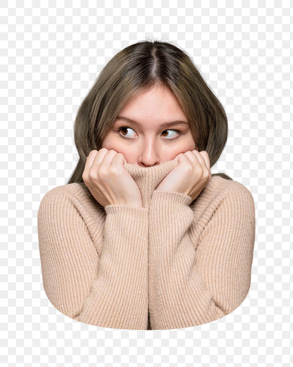 Cold woman png sticker, transparent background