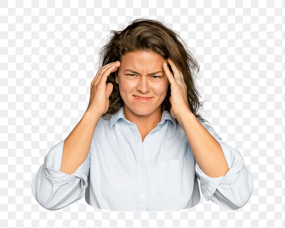 Frustrated woman png sticker, transparent background