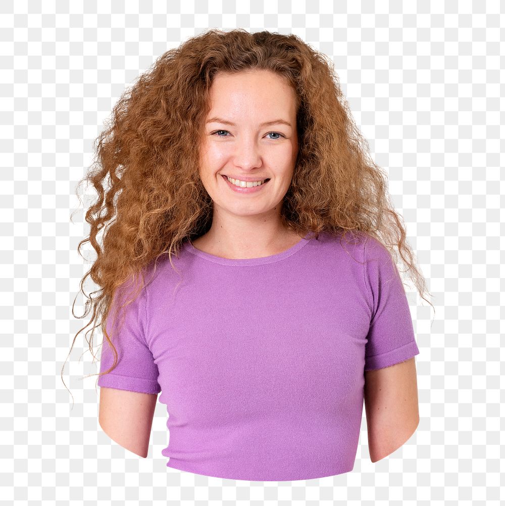 Png beautiful woman with curly hair sticker, transparent background