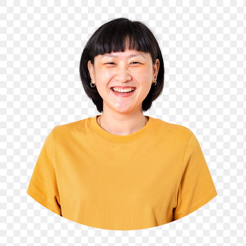 Png cheerful Asian woman sticker, transparent background