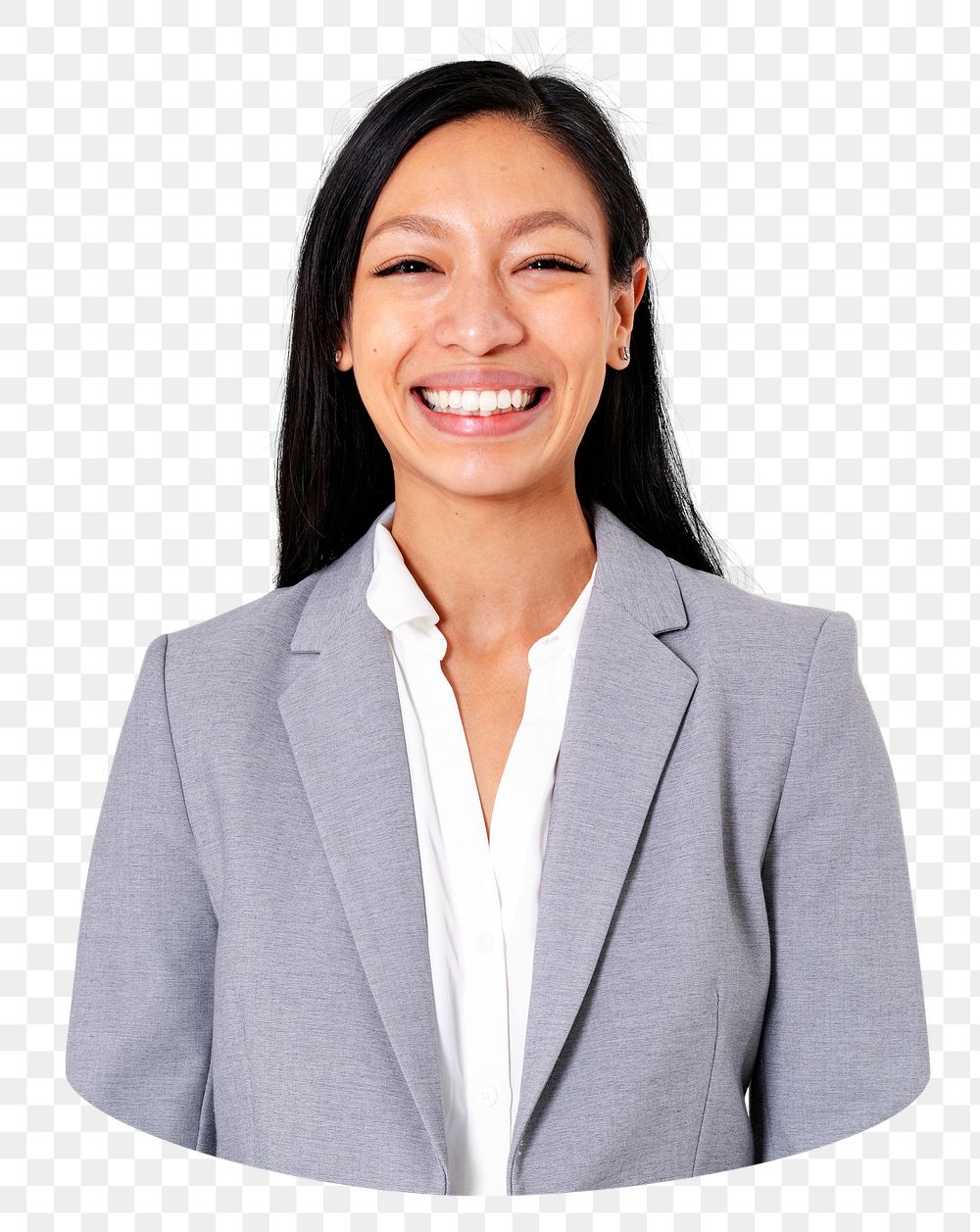 Asian businesswoman smiling png sticker, transparent background png sticker, transparent background