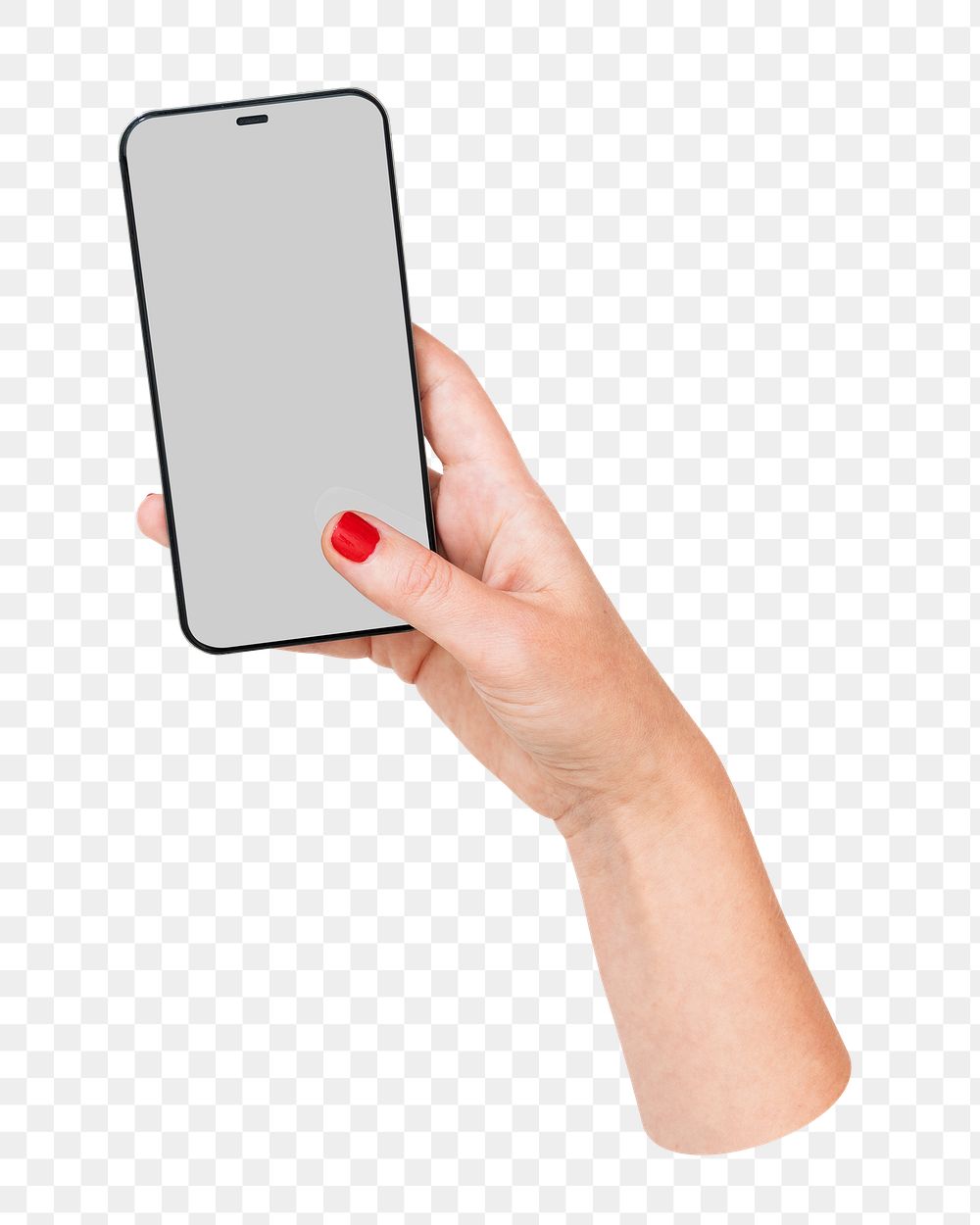 Holding smartphone png sticker, transparent background