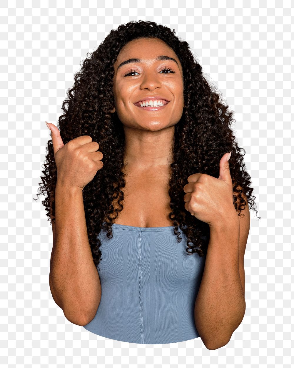 Png woman thumbs up sticker, transparent background