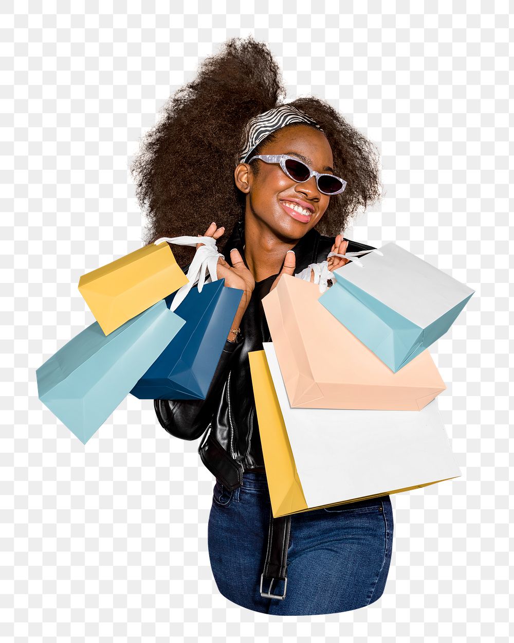 Woman shopping png sticker, transparent background