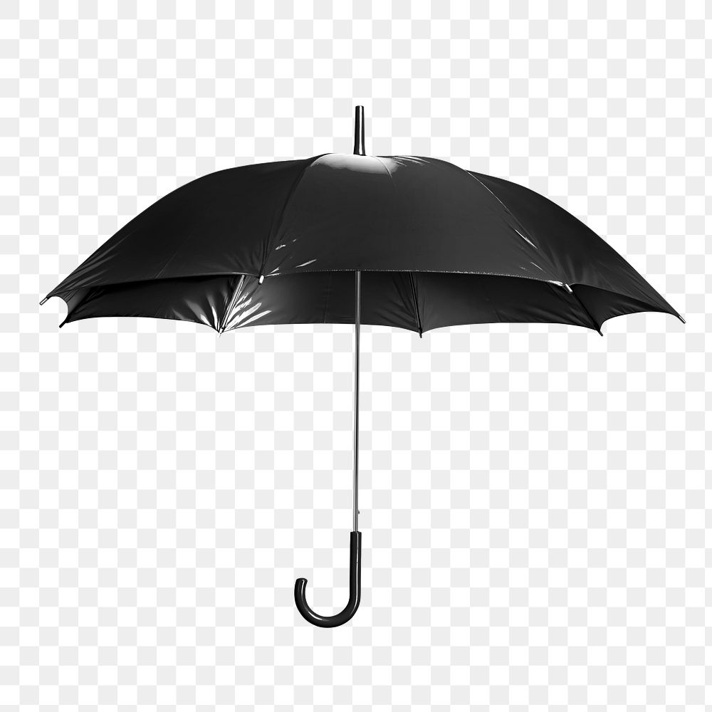 Black umbrella png sticker, transparent background