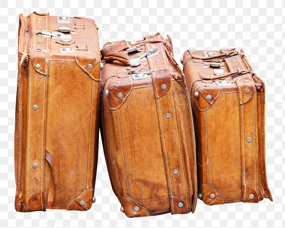 Vintage luggages png sticker, transparent background