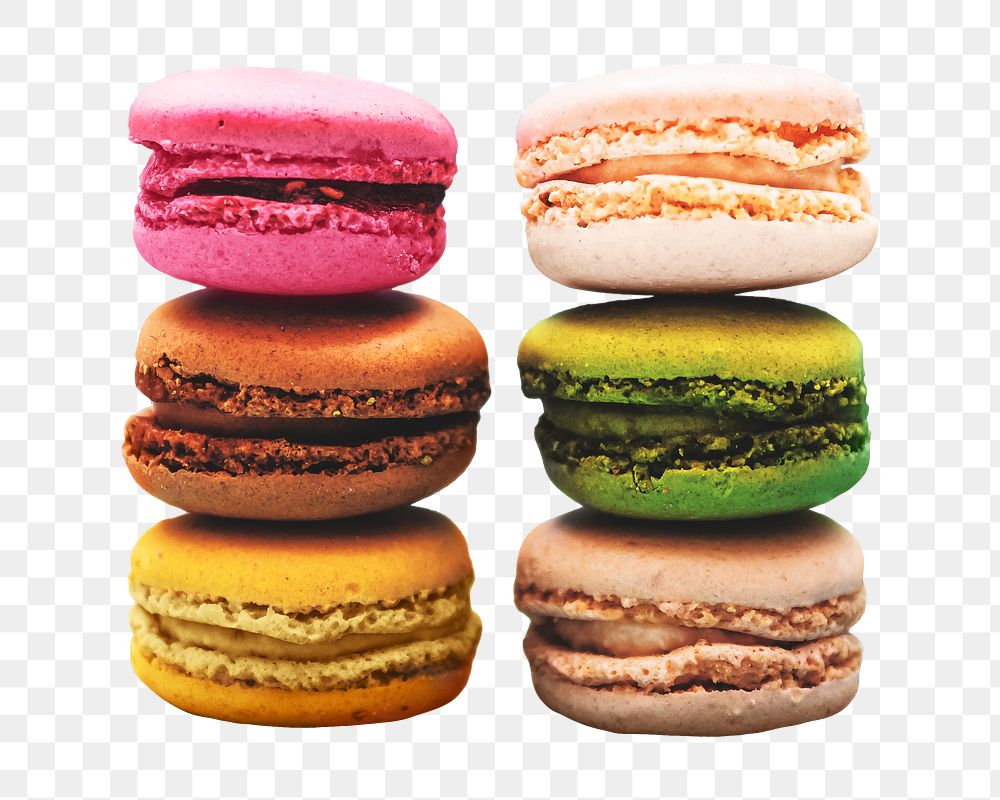 Colorful macarons png sticker, transparent background