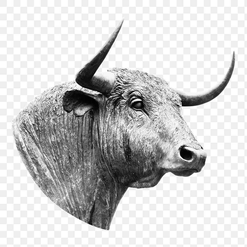Bull statue png sticker, transparent background