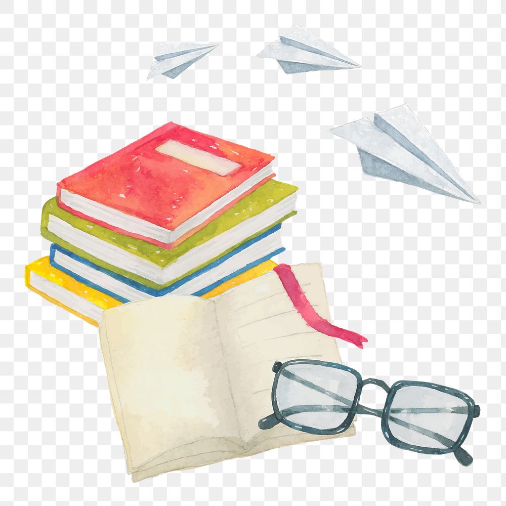 Stack of books png education sticker, transparent background