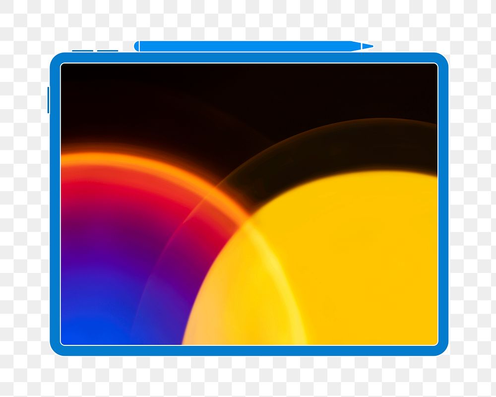 Blue tablet png gradient screen sticker, transparent background