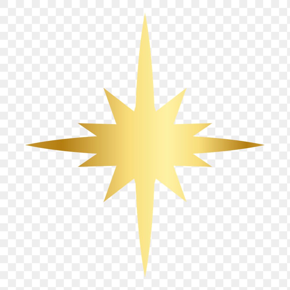 Gold star png sticker, transparent background