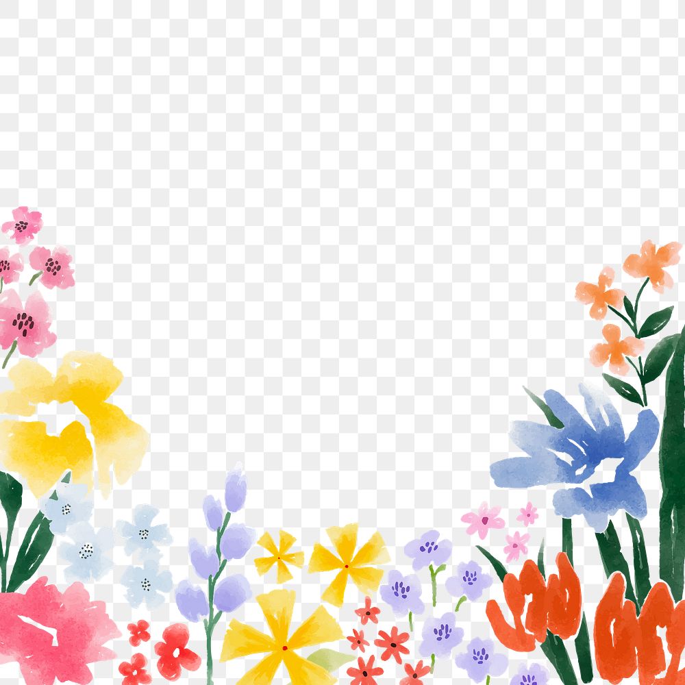 Floral frame png watercolor botanical sticker, transparent background