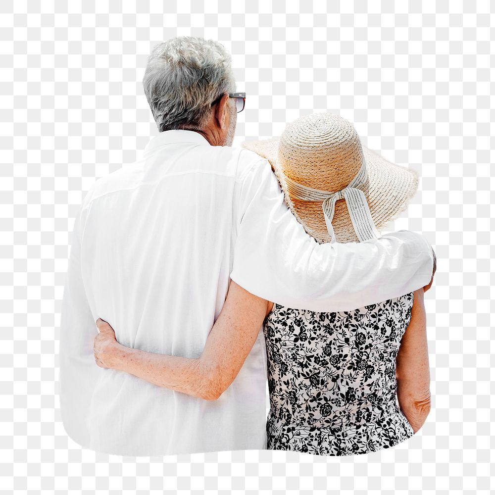 Png mature couple hugging sticker, transparent background