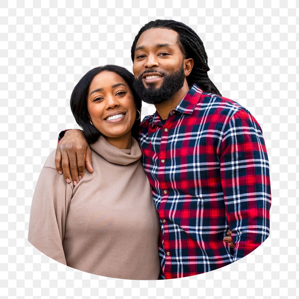 African American couple png sticker, transparent background