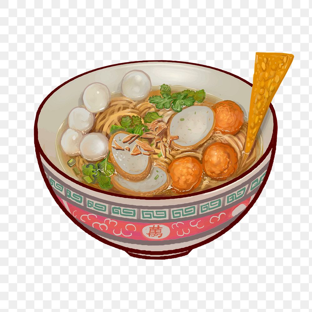 Noodle soup png illustration sticker, transparent background