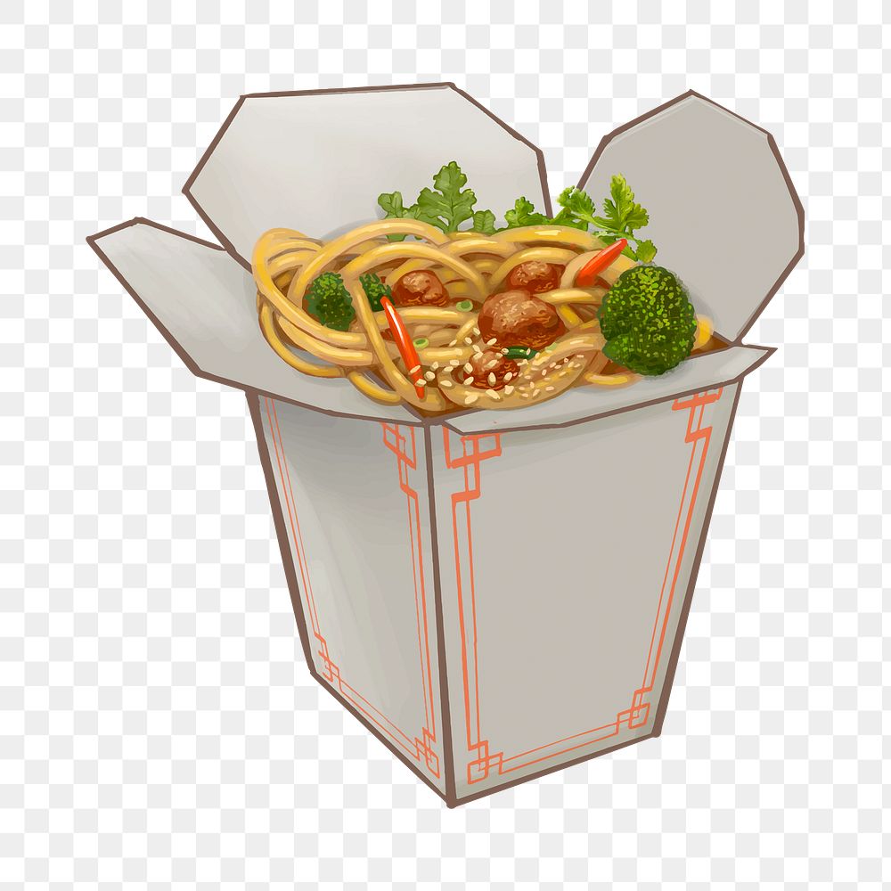 Chow mein noodle png illustration sticker, transparent background