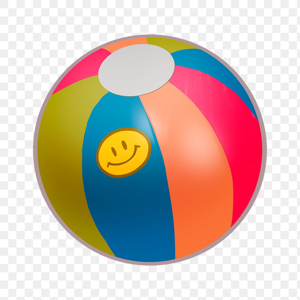 Beach ball png illustration sticker, transparent background