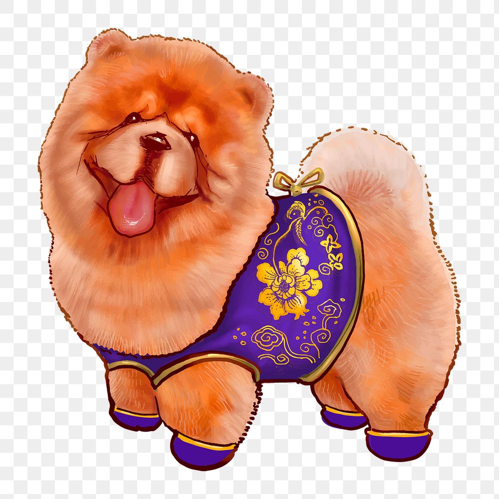 Chow Chow dog png sticker, cute Chinese New Year animal illustration, transparent background