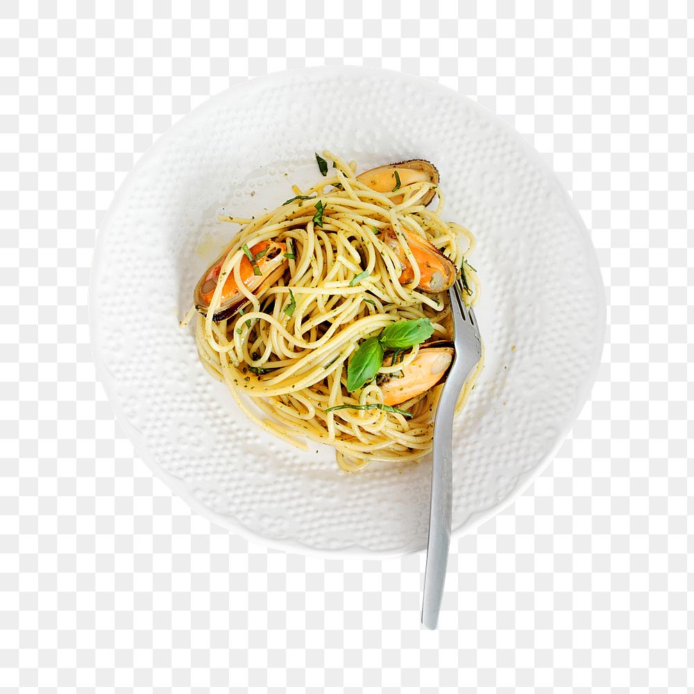 Seafood spaghetti png sticker, transparent background