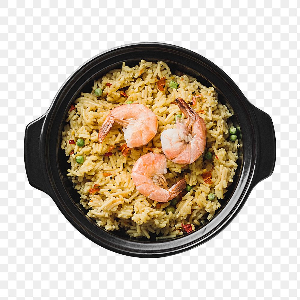 Shrimp fried rice  png sticker, transparent background