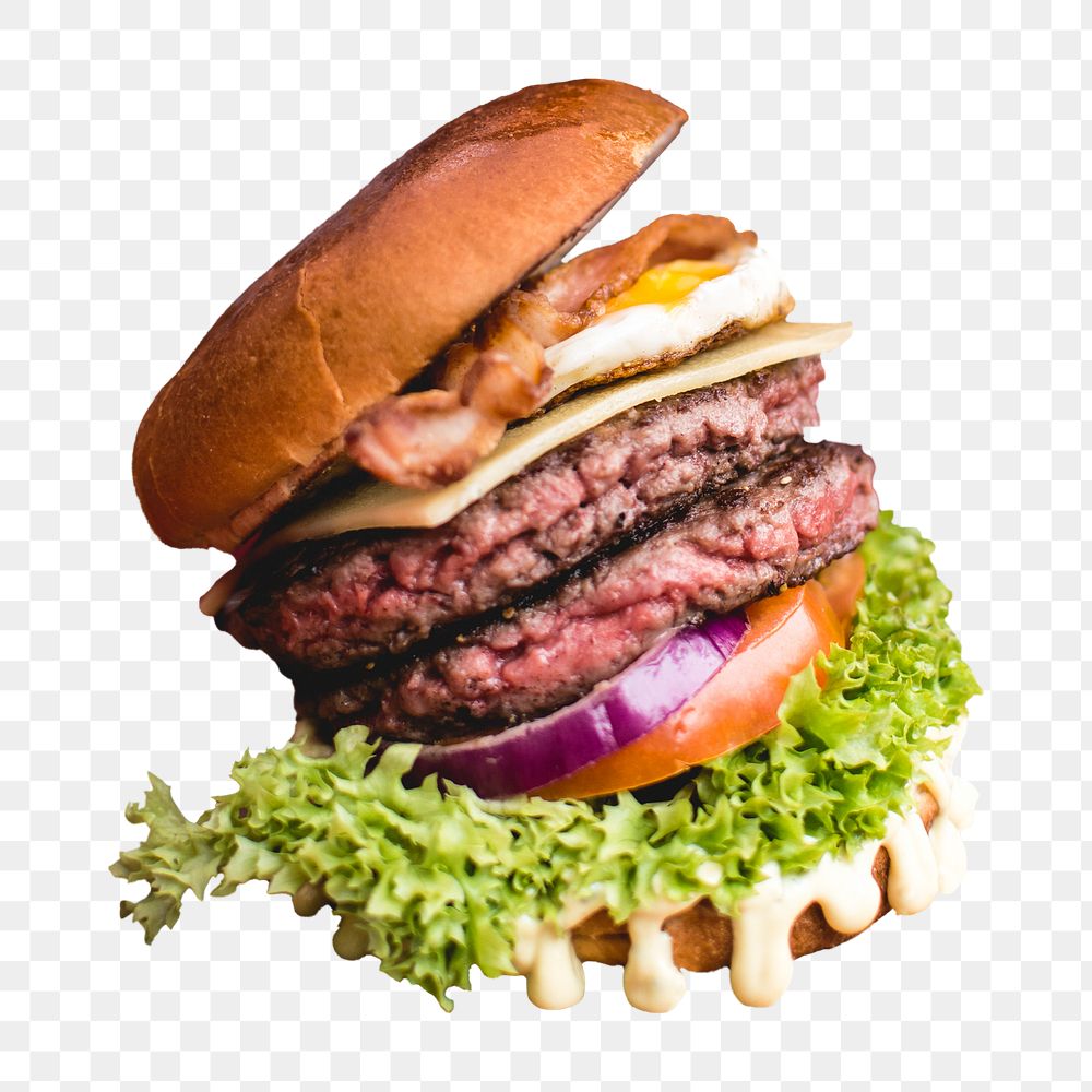 Beef burger png sticker, transparent background