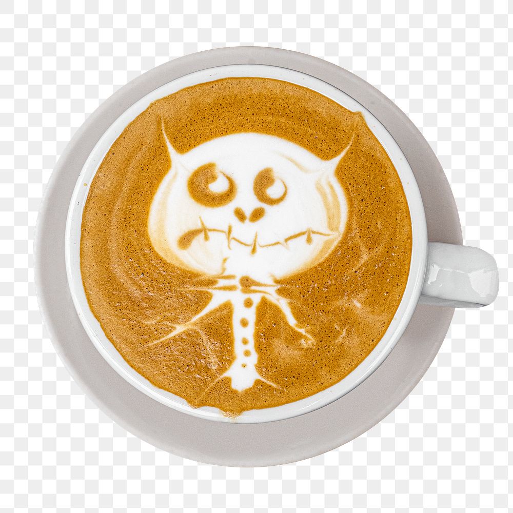 Monster latte art coffee  png sticker, transparent background