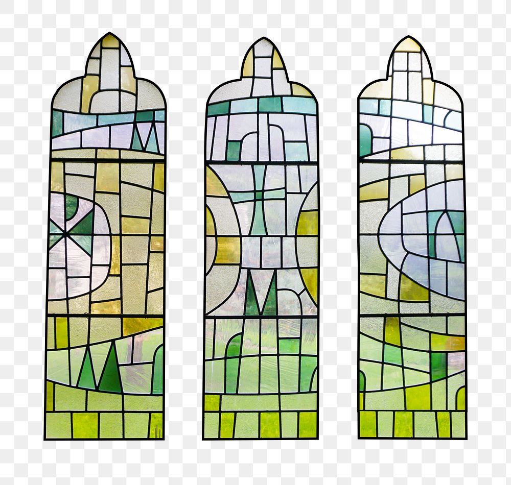 Stained glass window png sticker, transparent background
