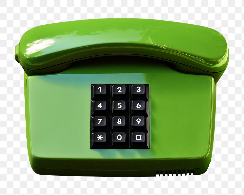 Green analog phone png , transparent background