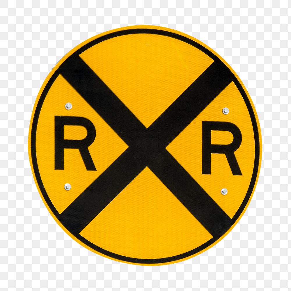 Railroad crossing sign png sticker, transparent background