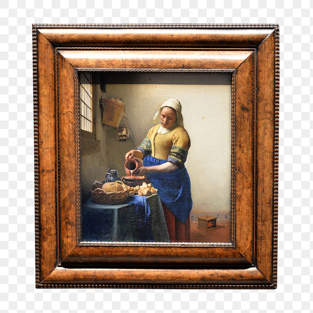 The Milkmaid by Vermeer png sticker, transparent background