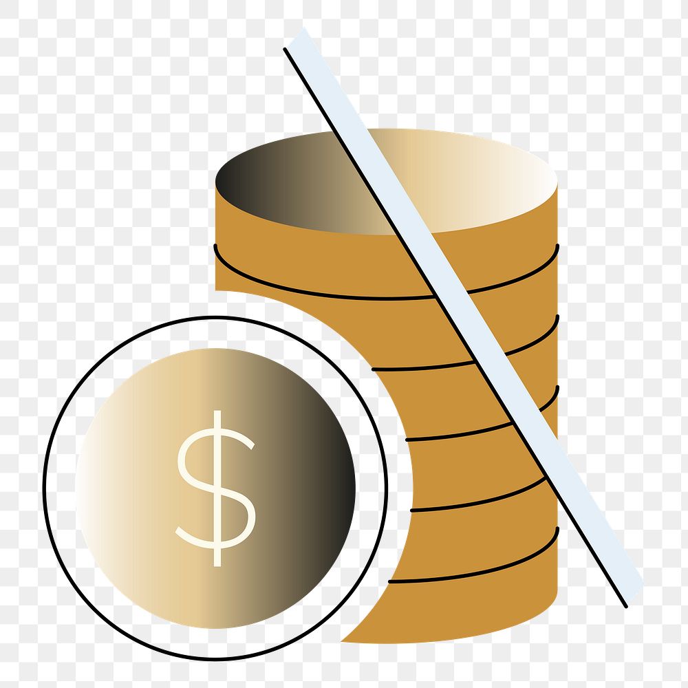 Stacked dollar coins png sticker, transparent background