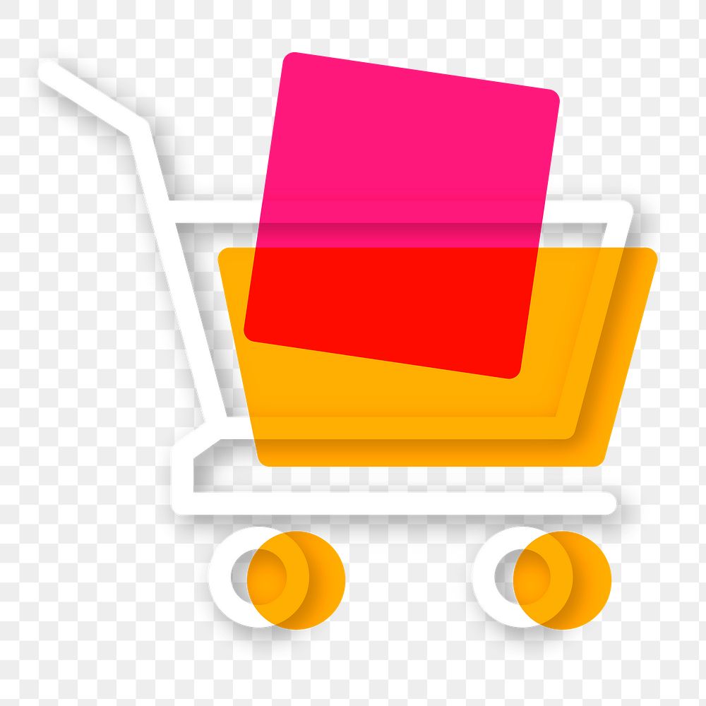 Shopping cart icon png sticker, line art design, transparent background