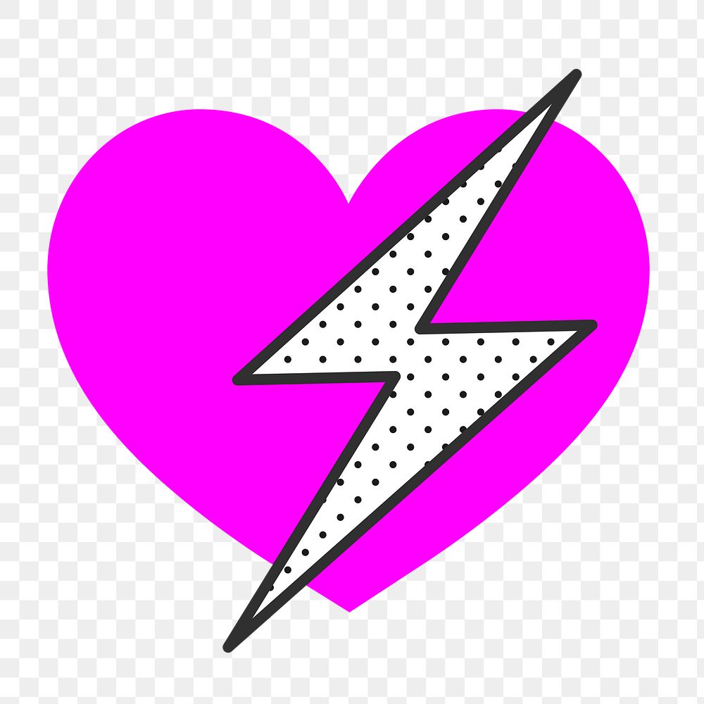 Lightning heart icon png sticker, health graphic, transparent background