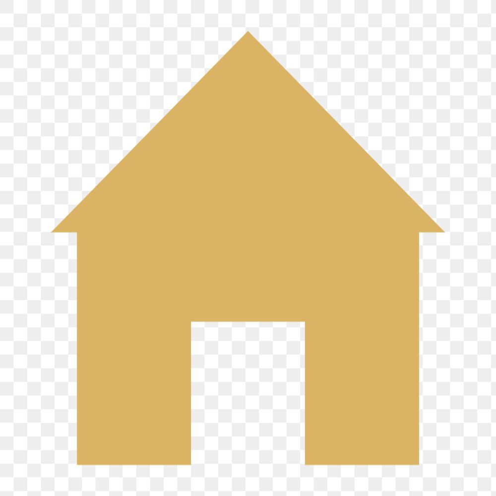 Home icon png sticker, gold flat graphic, transparent background