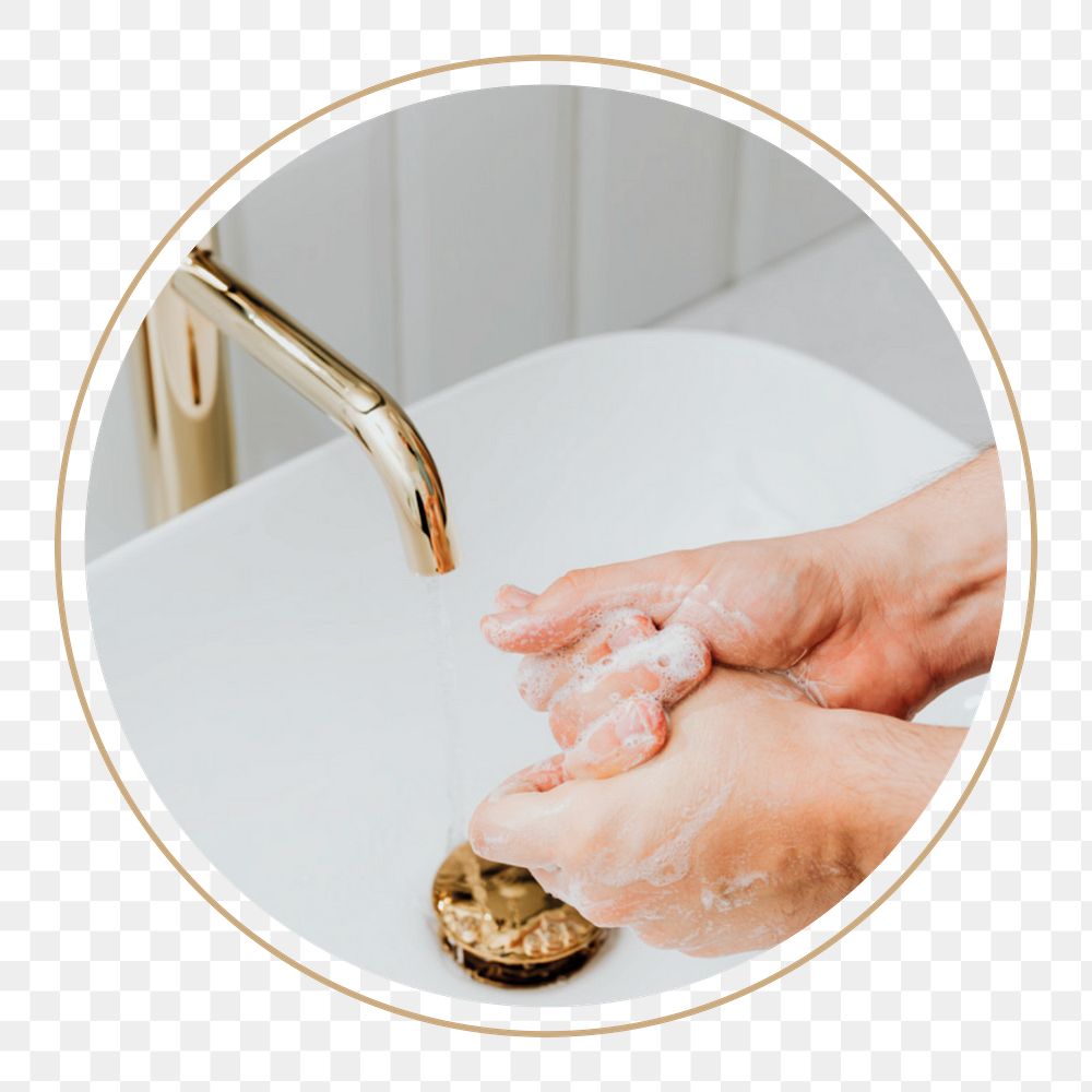 Hand washing badge png sticker, Covid-19 prevention, transparent background