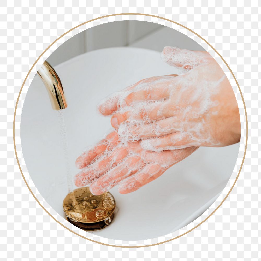 Hand washing badge png sticker, Covid-19 prevention, transparent background