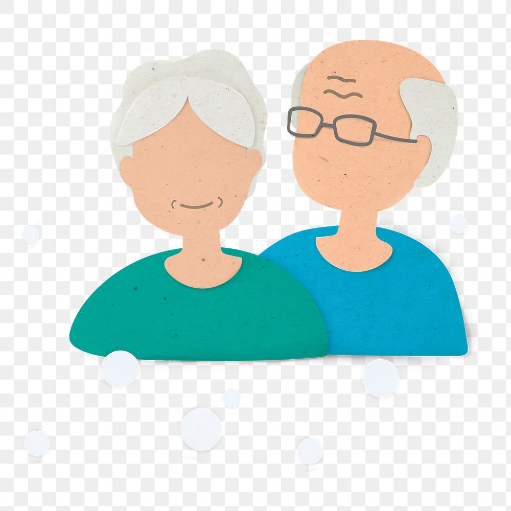 Elderly couple character png sticker, transparent background