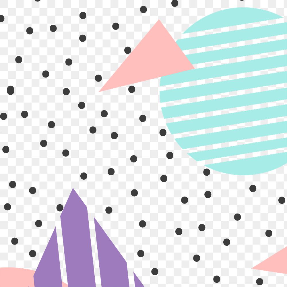 Pastel geometric png memphis pattern, transparent background