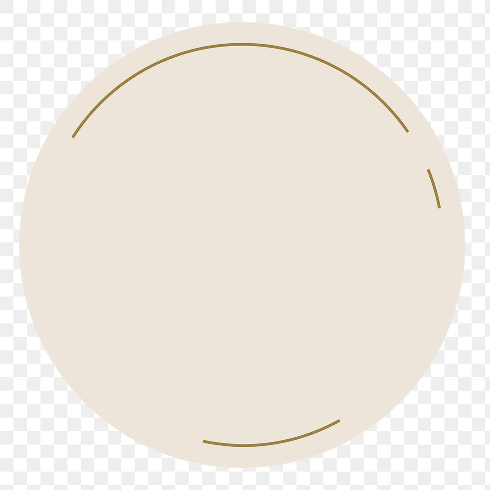 Round beige png  badge sticker, transparent background